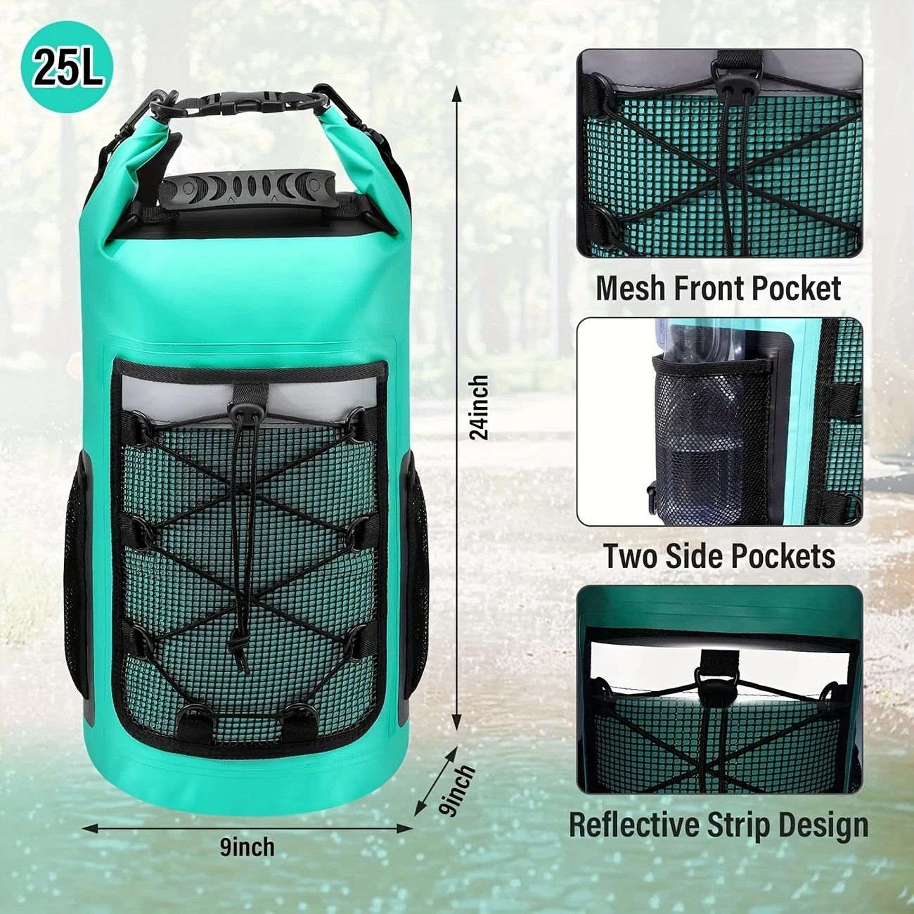 25L Waterproof Backpack – Cyan