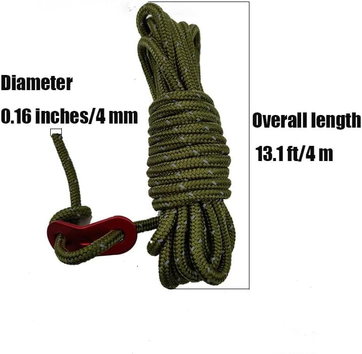Reflective Camping Guy Ropes 4-Pack – 4mm Nylon with Tensioner Adjusters