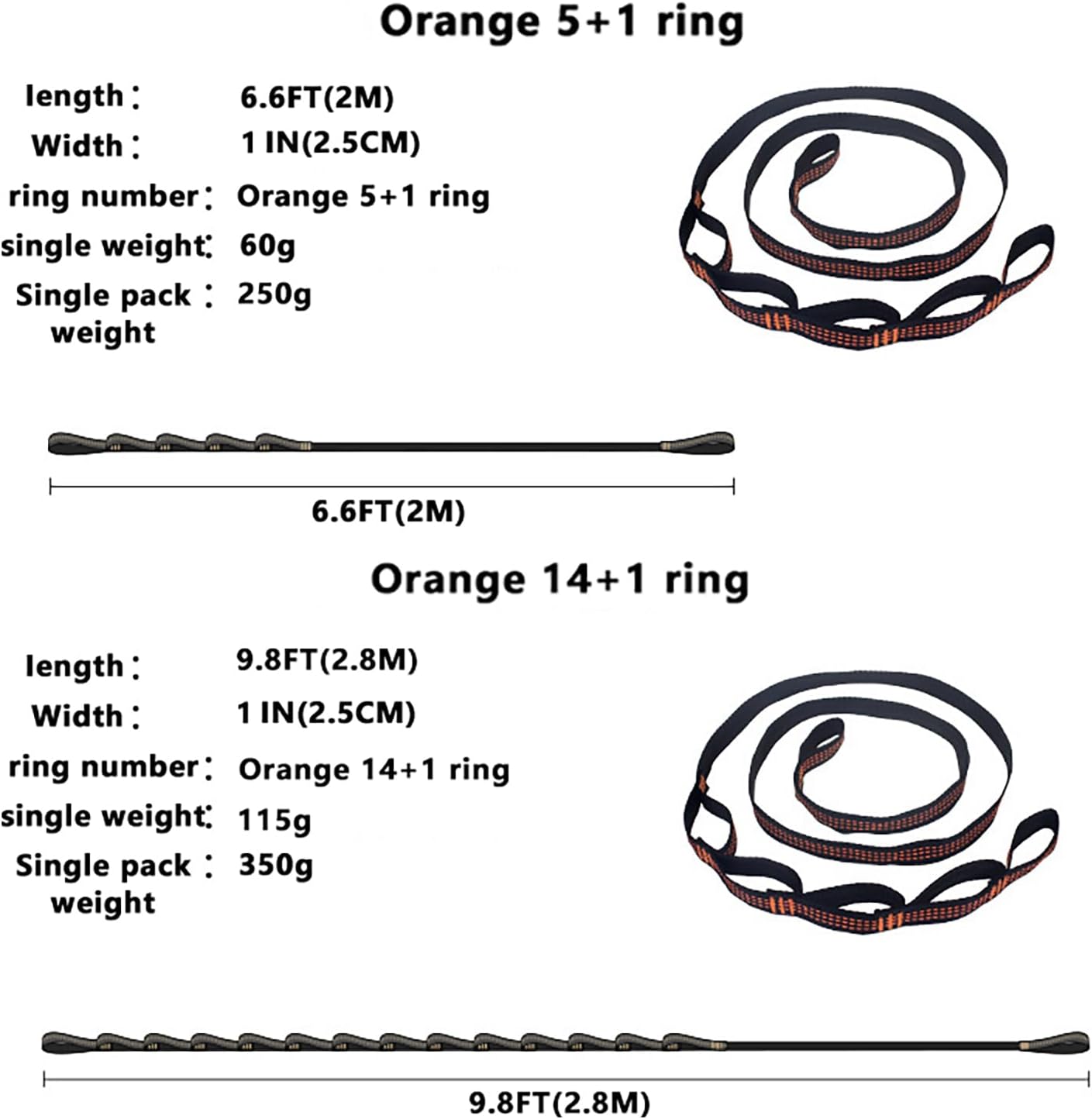Hammock Tree Straps Kit – 2.8m Long 600kg Capacity