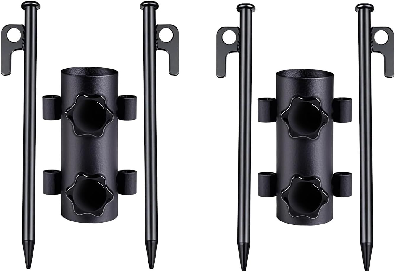 Camping Tent Pole & Ground Stake Set – Portable Holder Fishing Rod Stand