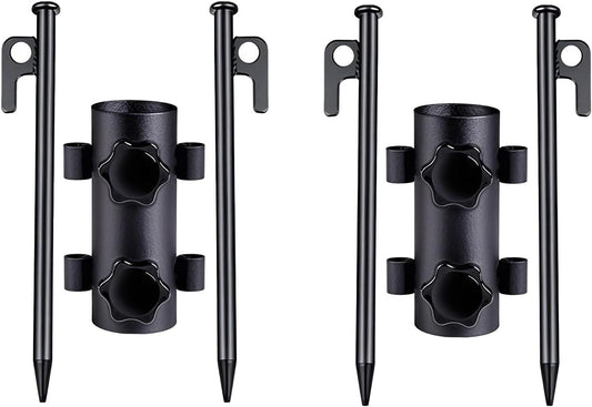 Camping Tent Pole & Ground Stake Set – Portable Holder Fishing Rod Stand