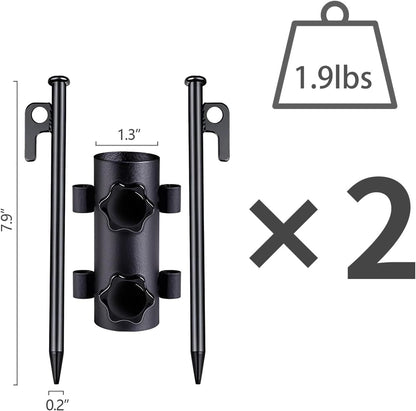 Camping Tent Pole & Ground Stake Set – Portable Holder Fishing Rod Stand