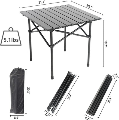 Folding Aluminium Side Table with Carry Bag – Black, Lightweight