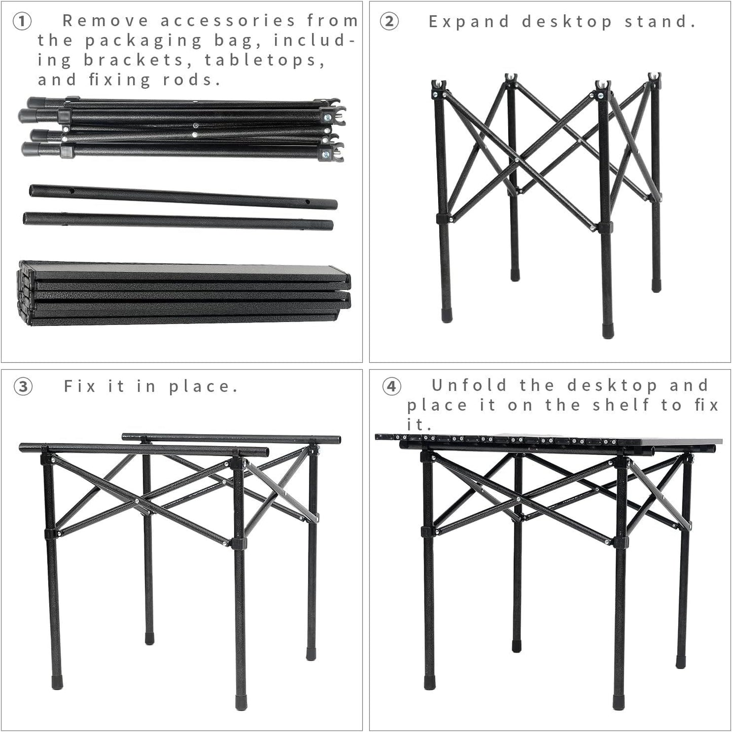 Folding Aluminium Side Table with Carry Bag – Black, Lightweight