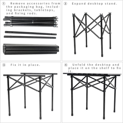 Folding Aluminium Side Table with Carry Bag – Black, Lightweight