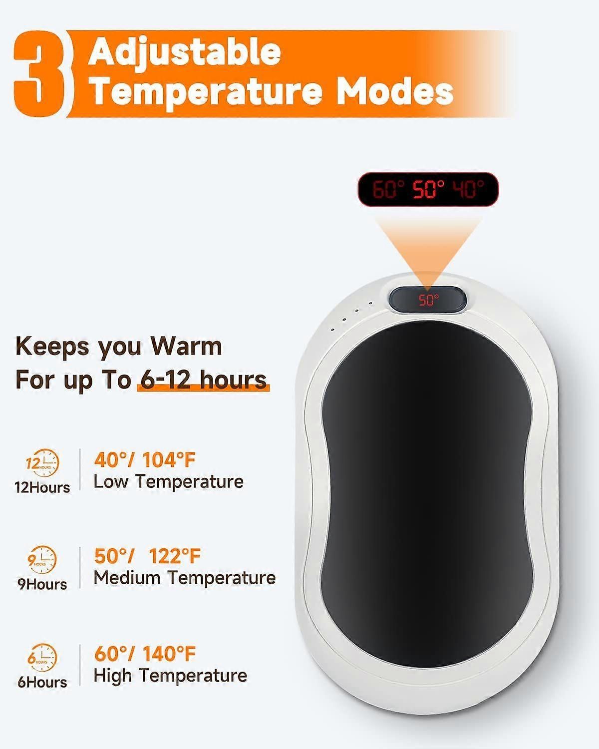 10000mAh Hand Warmer & Power Bank – 2-Sided Heating USB Rechargeable