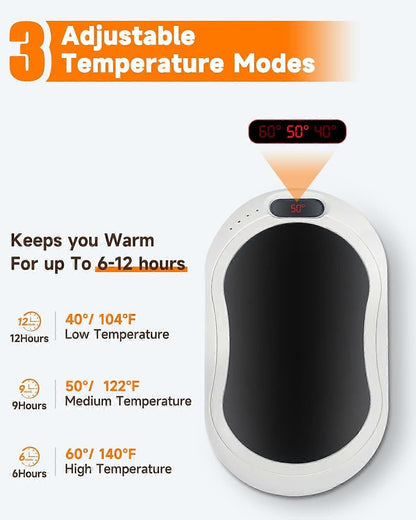 10000mAh Hand Warmer & Power Bank – 2-Sided Heating USB Rechargeable