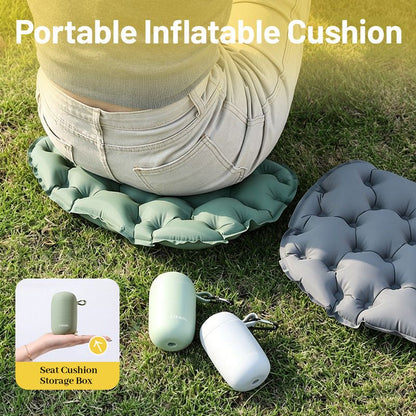 Inflatable Camping Seat Cushion & Storage Box – Olive Green
