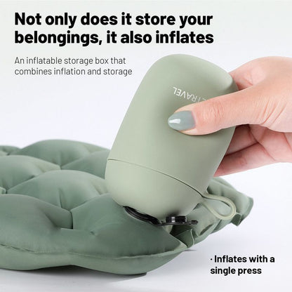 Inflatable Camping Seat Cushion & Storage Box – Olive Green