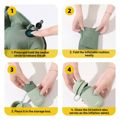 Inflatable Camping Seat Cushion & Storage Box – Olive Green