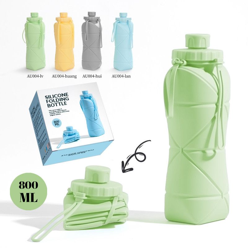 Collapsible Silicone Water Bottle 800ml – Foldable, Food-Grade, Heat Resistant, Green