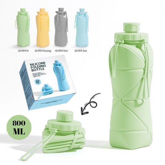 Collapsible Silicone Water Bottle 800ml – Foldable, Food-Grade, Heat Resistant, Green