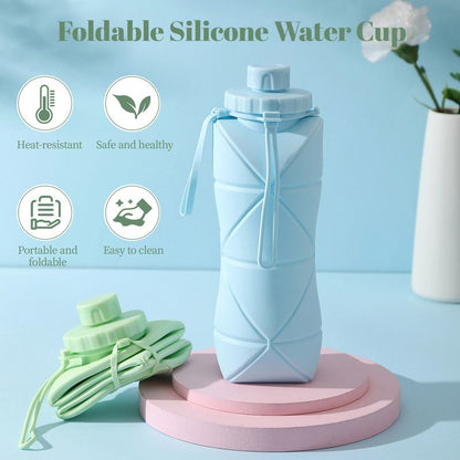 Collapsible Silicone Water Bottle 800ml – Foldable, Food-Grade, Heat Resistant, Green