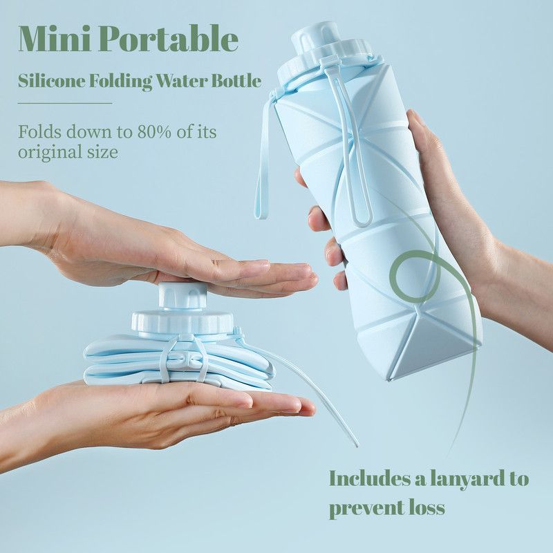 Collapsible Silicone Water Bottle 800ml – Foldable, Food-Grade, Heat Resistant, Green