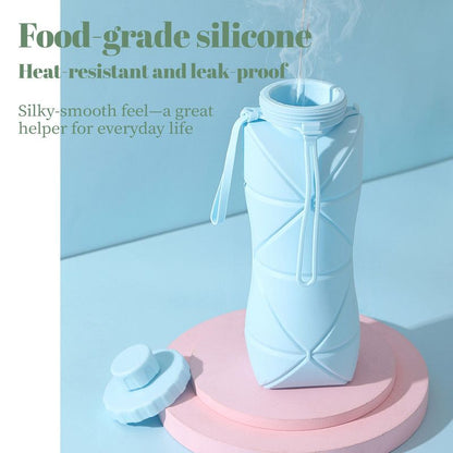 Collapsible Silicone Water Bottle 800ml – Foldable, Food-Grade, Heat Resistant, Green
