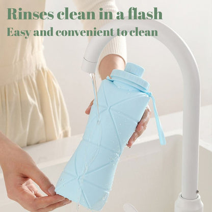 Collapsible Silicone Water Bottle 800ml – Foldable, Food-Grade, Heat Resistant, Green