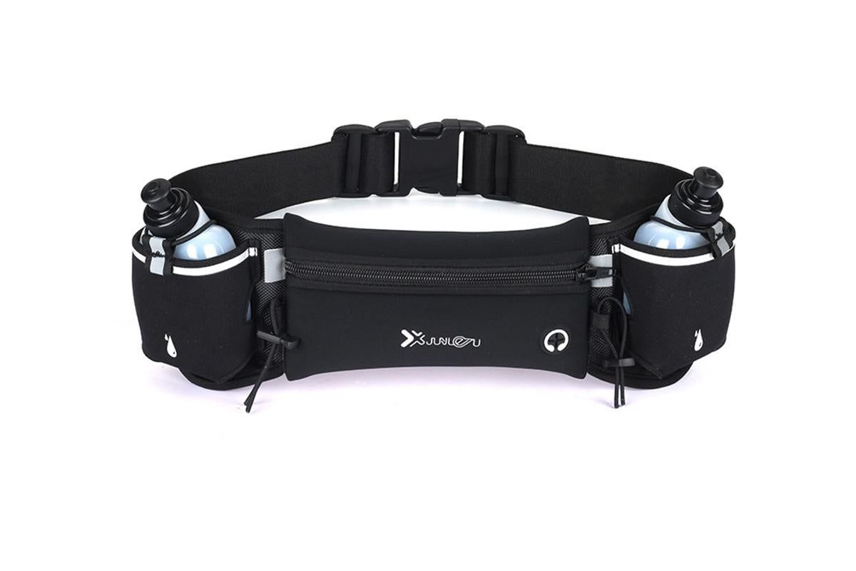 Hydration Running Belt with Water Bottles – Black