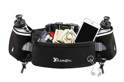 Hydration Running Belt with Water Bottles – Black