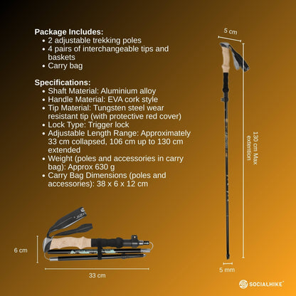 Adjustable Trekking Poles – Premium Carbon Pair