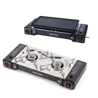 2-Burner Portable Butane Camping Stove – Baking Tray & Carry Case