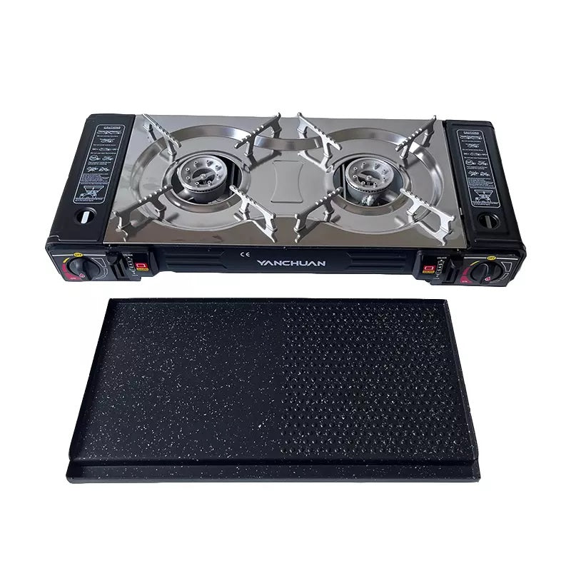2-Burner Portable Butane Camping Stove – Baking Tray & Carry Case