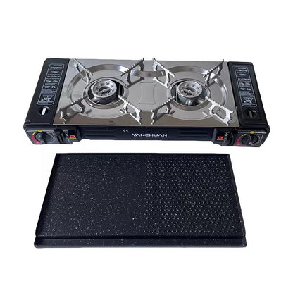 2-Burner Portable Butane Camping Stove – Baking Tray & Carry Case