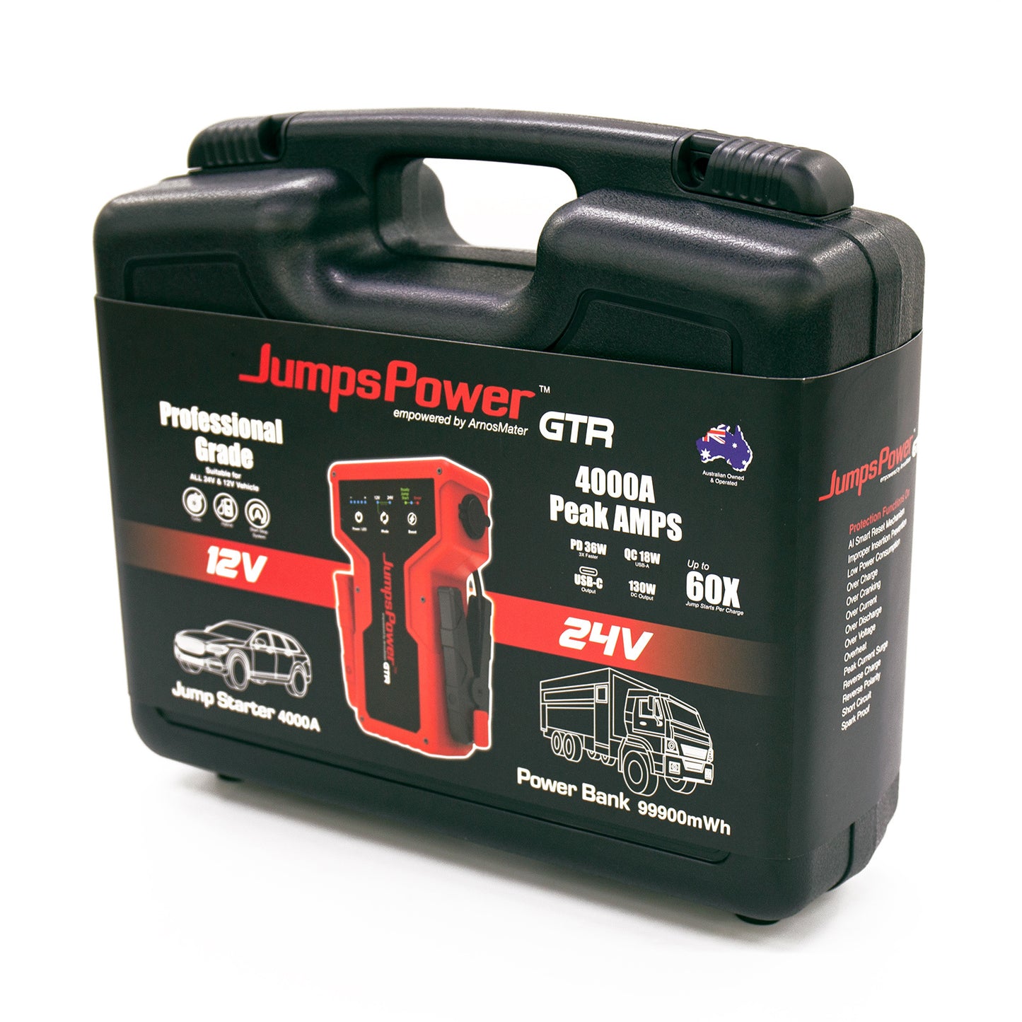 JumpsPower GTR 4000A Jump Starter – 12V/24V 99900mWh Professional Power Bank