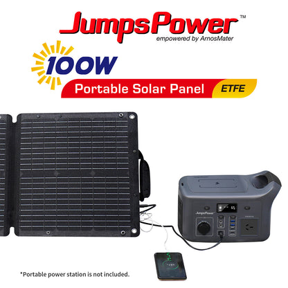 JumpsPower 100W Foldable Solar Panel – Portable Power for Off-Grid Adventures