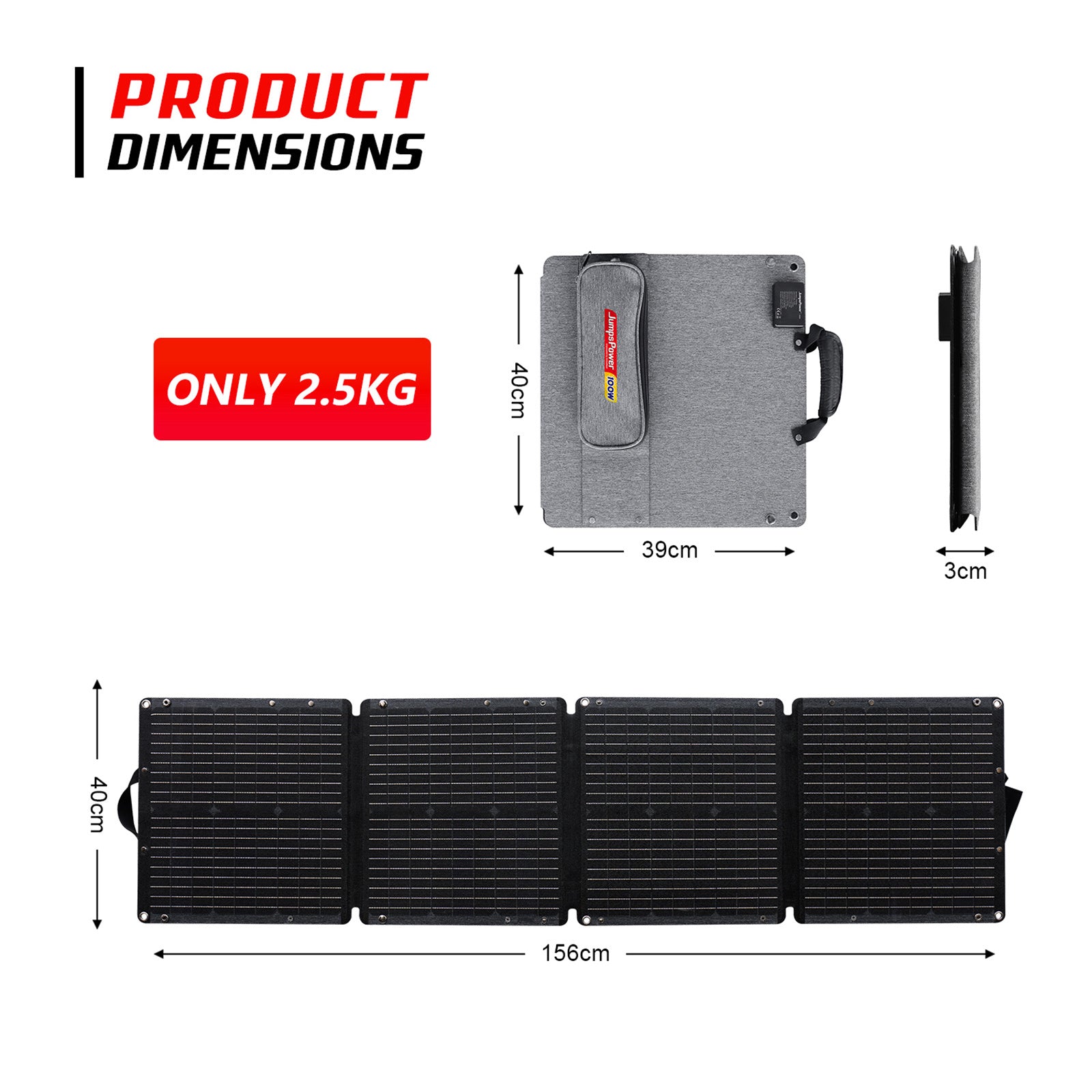JumpsPower 100W Foldable Solar Panel – Portable Power for Off-Grid Adventures