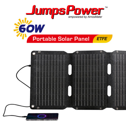 JumpsPower 60W Foldable Solar Panel – Portable High-Efficiency Charger