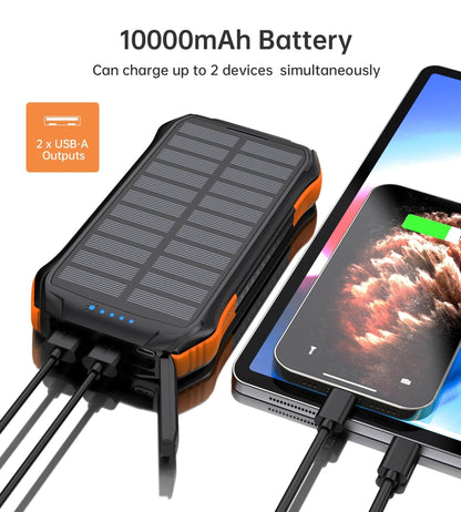 CHOETECH B658 10000mAh Solar Power Bank – 3-Port USB Charging