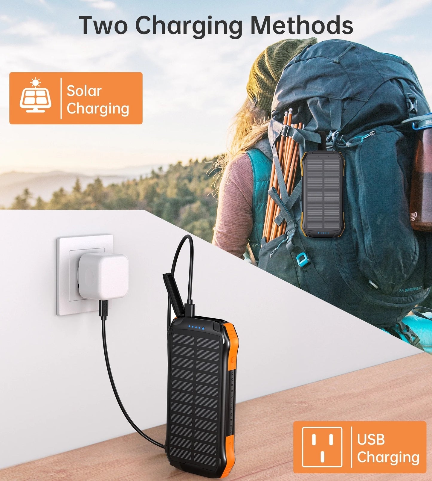 CHOETECH B658 10000mAh Solar Power Bank – 3-Port USB Charging