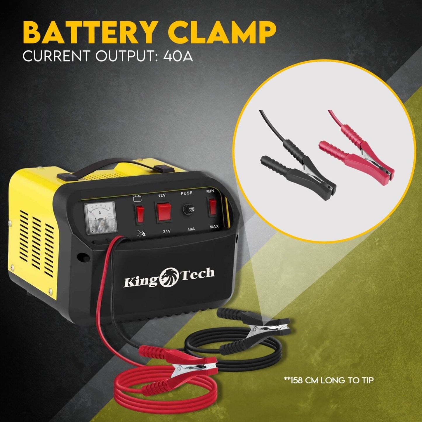 2-in-1 Car Battery Charger & Jump Starter 12V/24V 40A