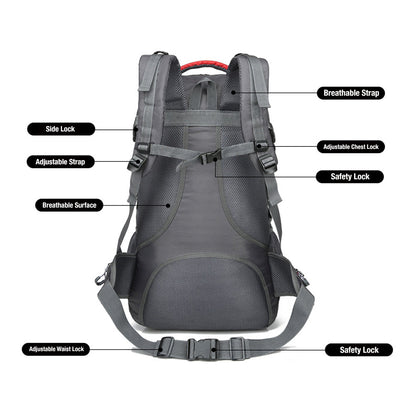 60L Waterproof Trekking Backpack – Black