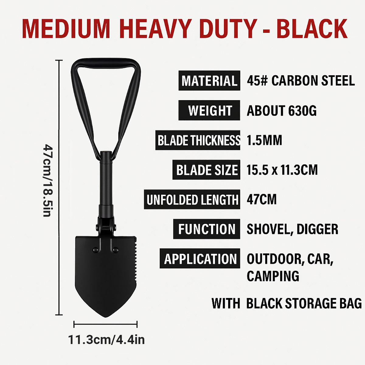 Folding Survival Shovel – Camping Multi-Tool