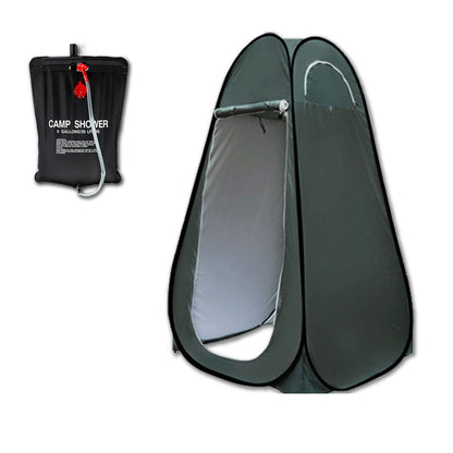 Pop-Up Privacy Shower Tent with 20L Water Bag – Green Camping Set