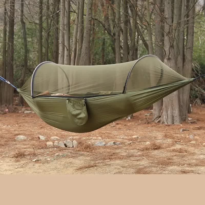 Military Green Camping Hammock with Mosquito Net – Quick-Setup
