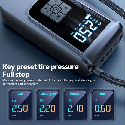 Portable Digital Tyre Inflator – LCD Display 150 PSI USB-C Compact