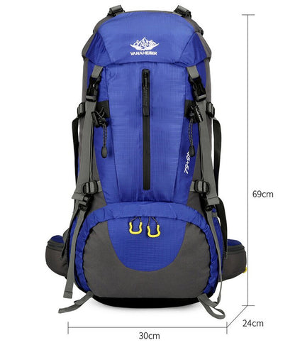 36–55L Expandable Hiking Backpack – Black