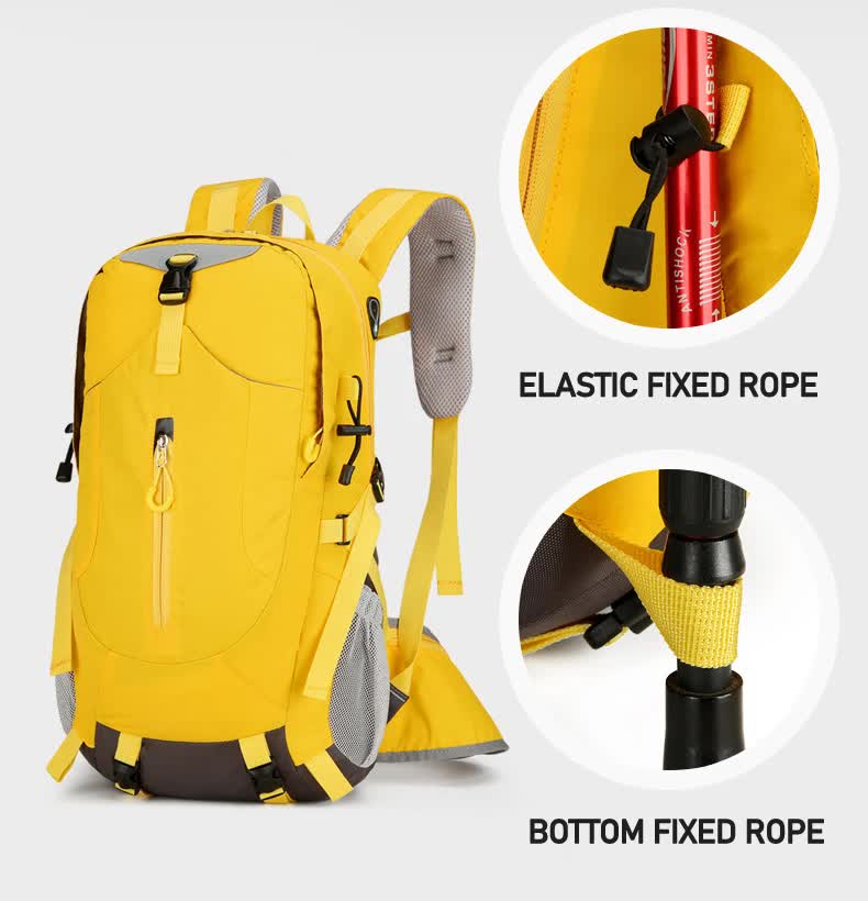 30L Lightweight Hiking Daypack – Yellow
