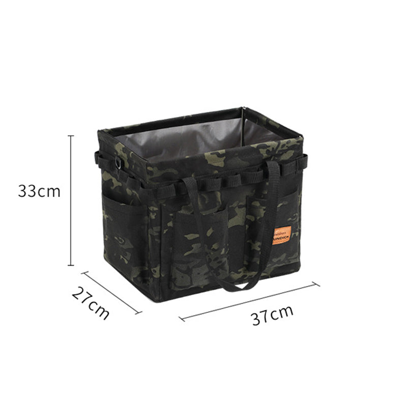 Camo Foldable Camping Storage Box – Oxford Cloth Waterproof with Pockets