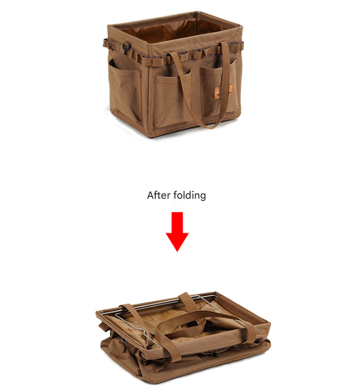 Camo Foldable Camping Storage Box – Oxford Cloth Waterproof with Pockets