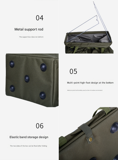 Camo Foldable Camping Storage Box – Oxford Cloth Waterproof with Pockets