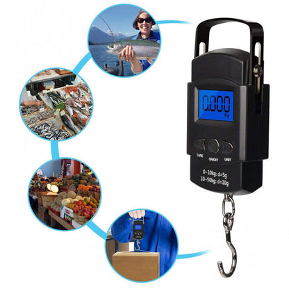 Digital Hanging Scales 2-Pack – 50kg Portable with Backlit LCD Fishing