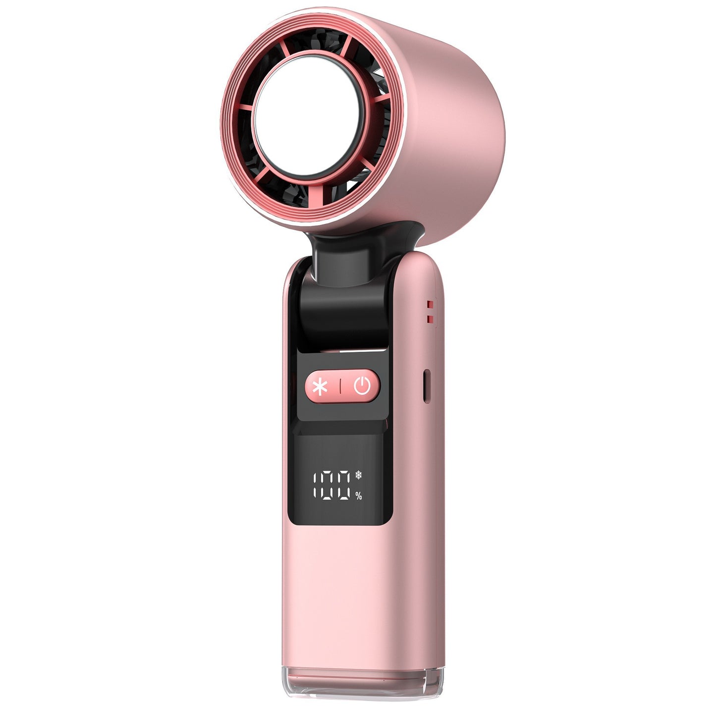 100-Speed Foldable Handheld Fan – USB Rechargeable Mini Turbo Pink