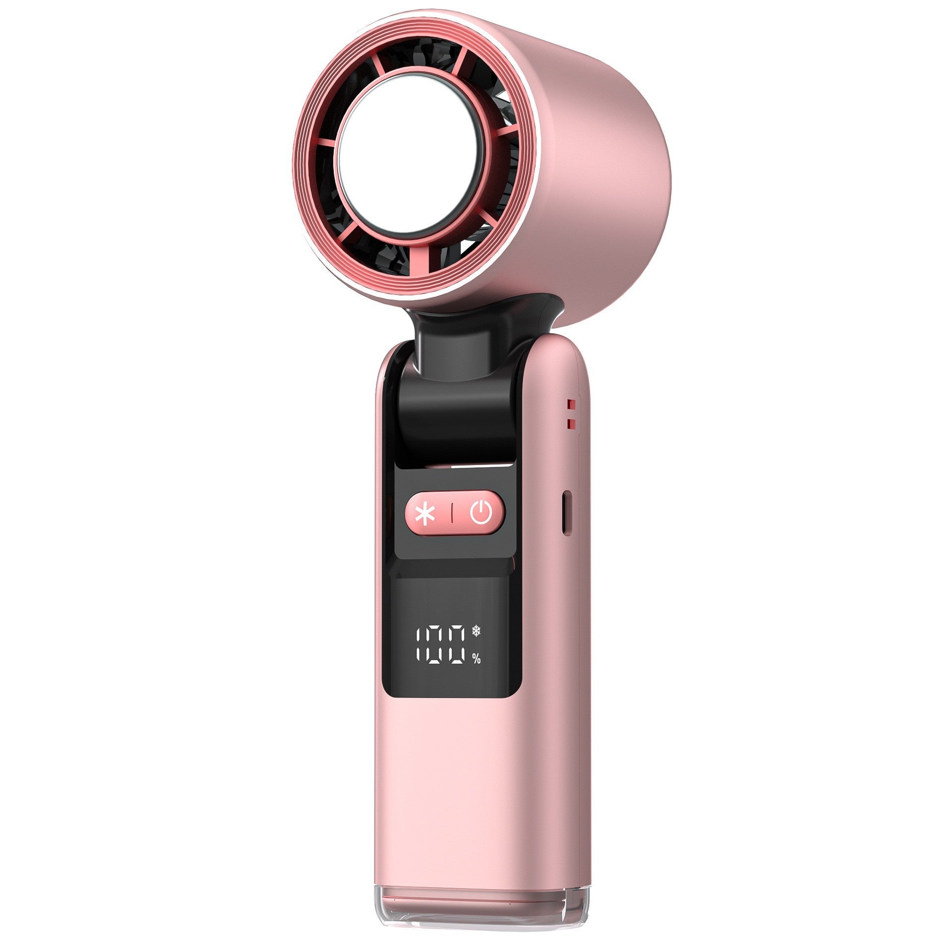 100-Speed Foldable Handheld Fan – USB Rechargeable Mini Turbo Pink