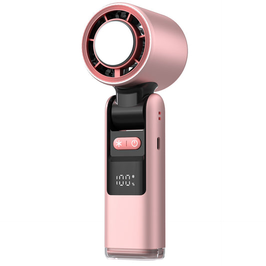 100-Speed Foldable Handheld Fan – USB Rechargeable Mini Turbo Pink