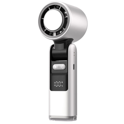 100-Speed Foldable Handheld Fan – USB Rechargeable Mini Turbo White