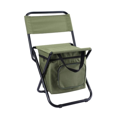 3-in-1 Folding Camping Chair with Built-In 10L Cooler Bag – Olive Green
