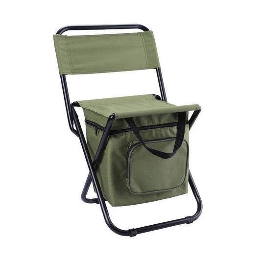 3-in-1 Folding Camping Chair with Built-In 10L Cooler Bag – Olive Green